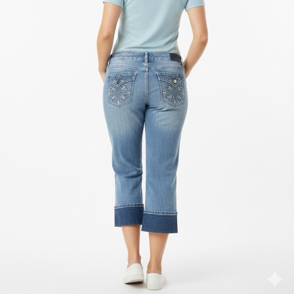 ANGELS Women’s Y2K Embroidered Capri Denim Jeans